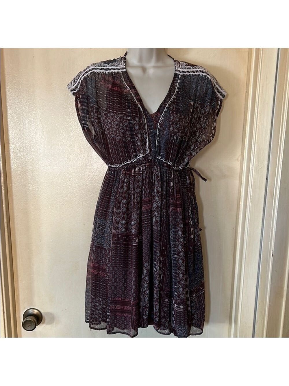 Ranna Gill Brown and Rust Flutter Sleeve Sundress size XSP